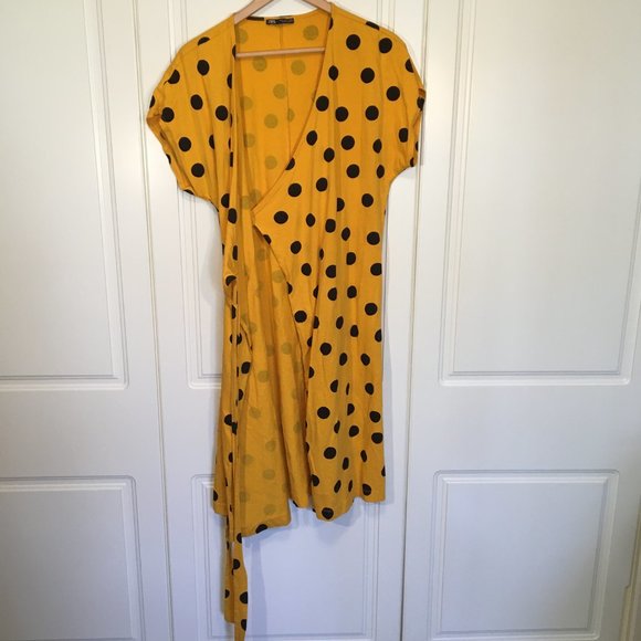 Zara NWOT polka dot wrap dress size small - Picture 6 of 13